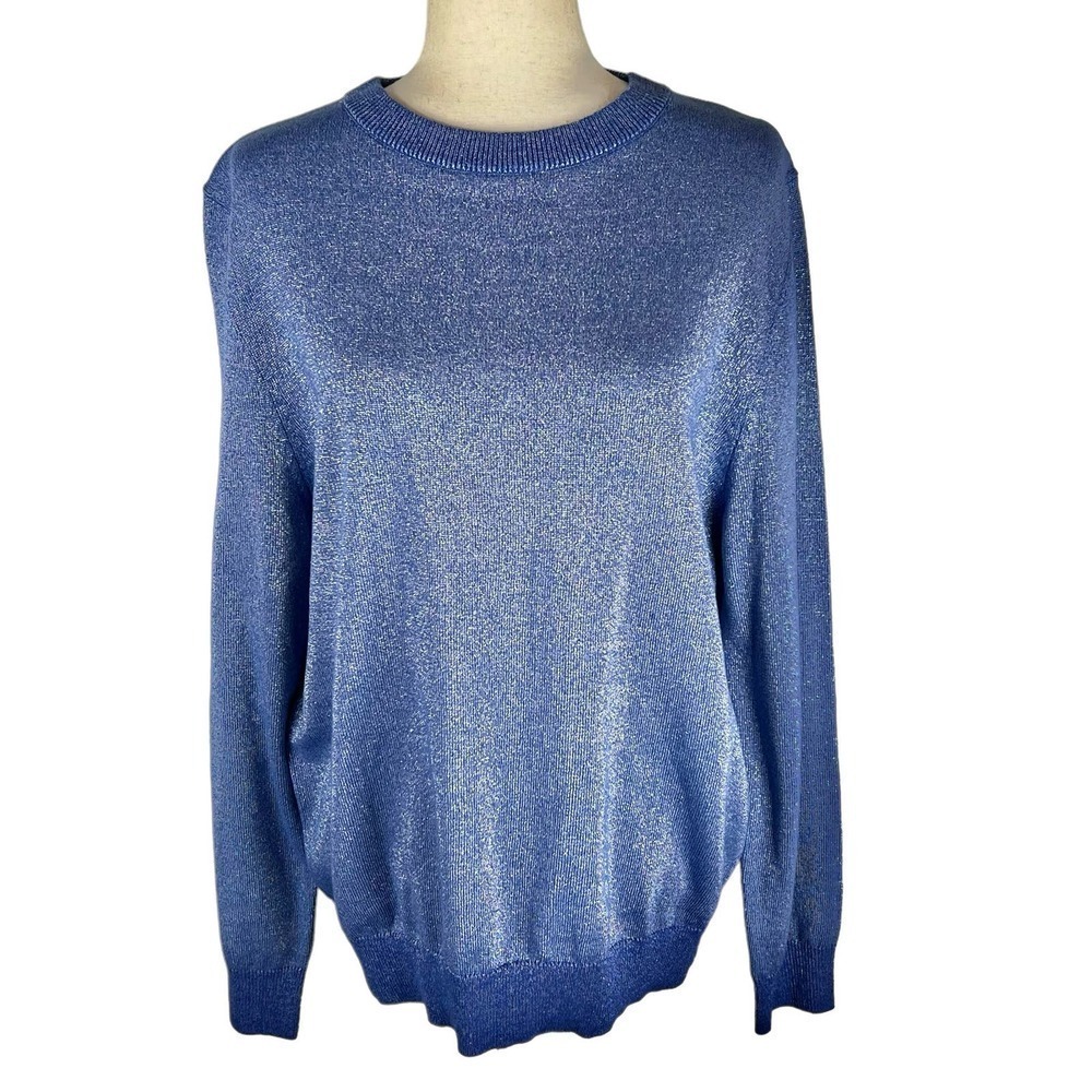 JEFF SHIMMER RIBBED CREWNECK SWEATER‎ IN BLUE NWOT WOMEN'S SIZE XL